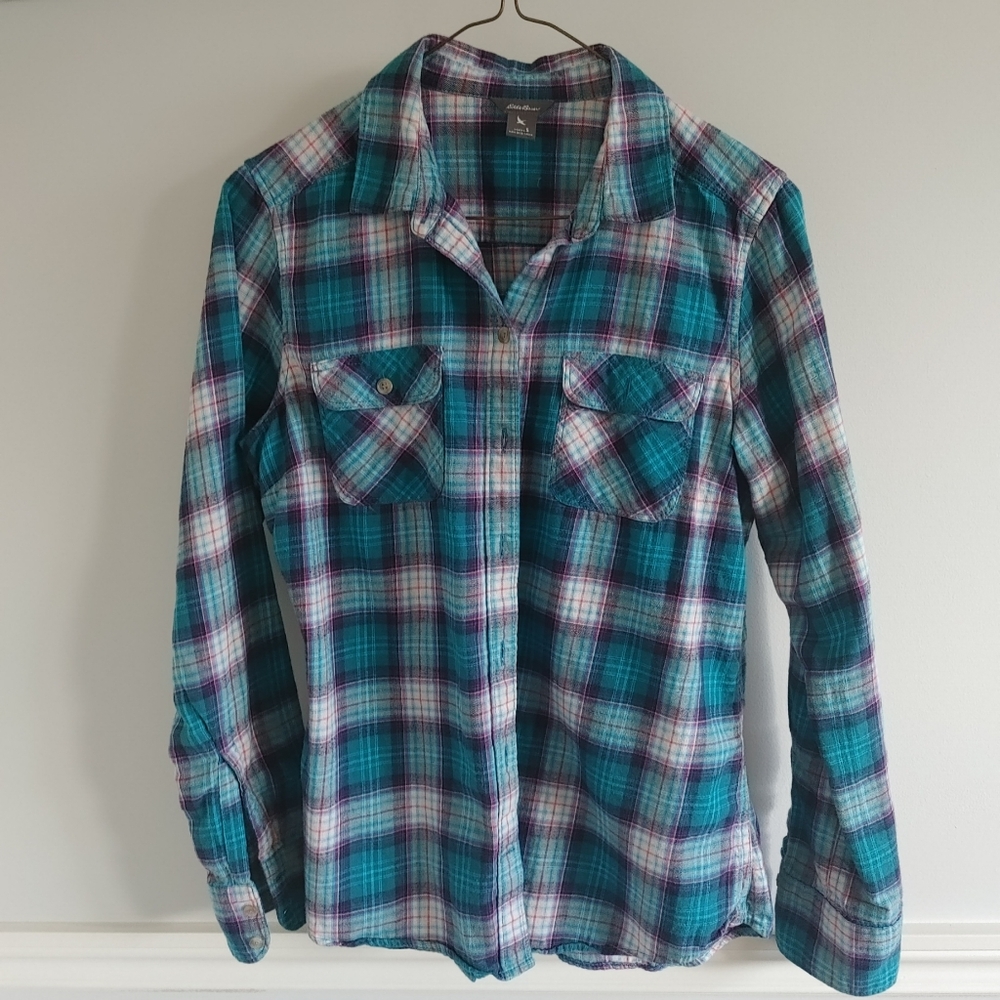 S Eddie Bauer Plaid Button-Up Shirt